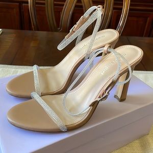 Madden Girl Tasha’s-r size 8.5 nude multi Rhinestone straps heels shoes NIB